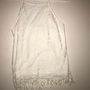 White Lace Spaghetti Strap Tank Top